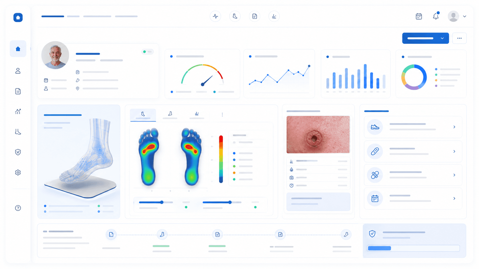 Insight diagnostic dashboard with patient overview, pressure maps and wound assessment